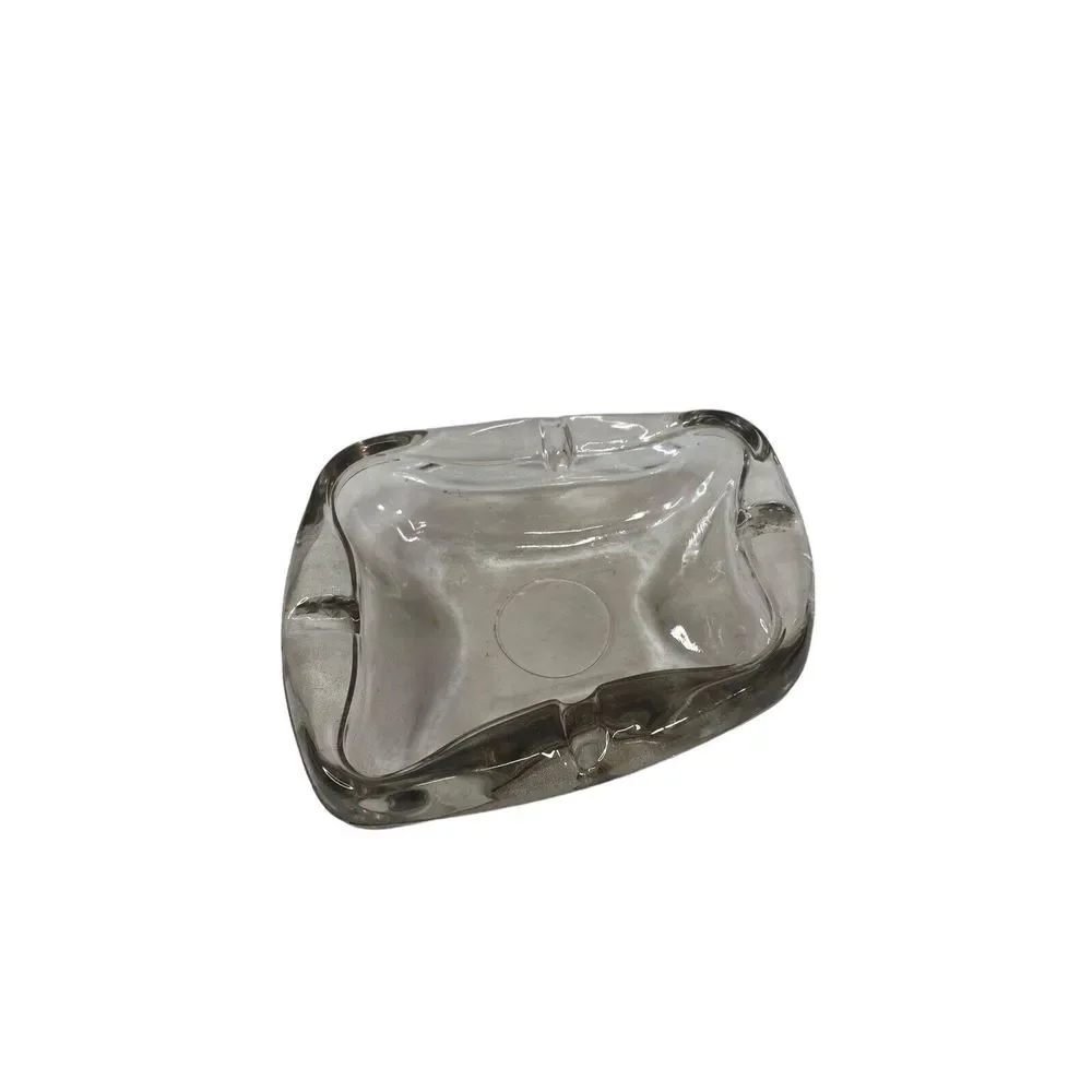 Vintage Thick Glass Ashtray 70's Vintage Glass Cigarette Holder MCM - Picture 6 of 16